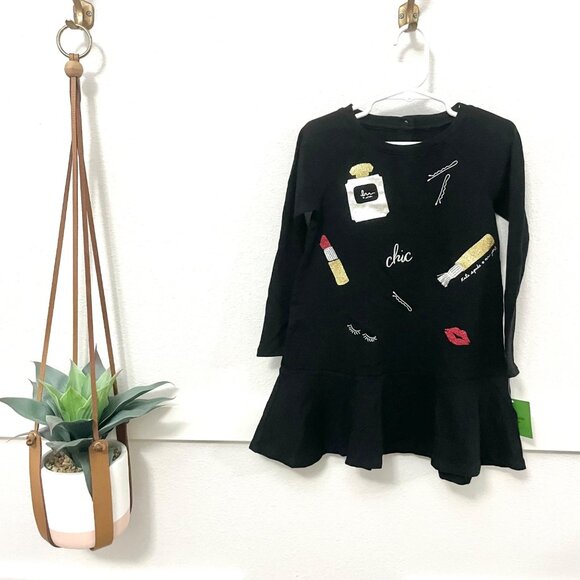 NWT Kate Spade Glamour Collage Black Long Sleeve Embroidered Dress Size 4 - Picture 1 of 4